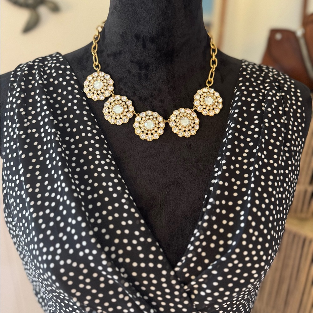 J.Crew Layered Circle Crystal Statement Necklace - image 1